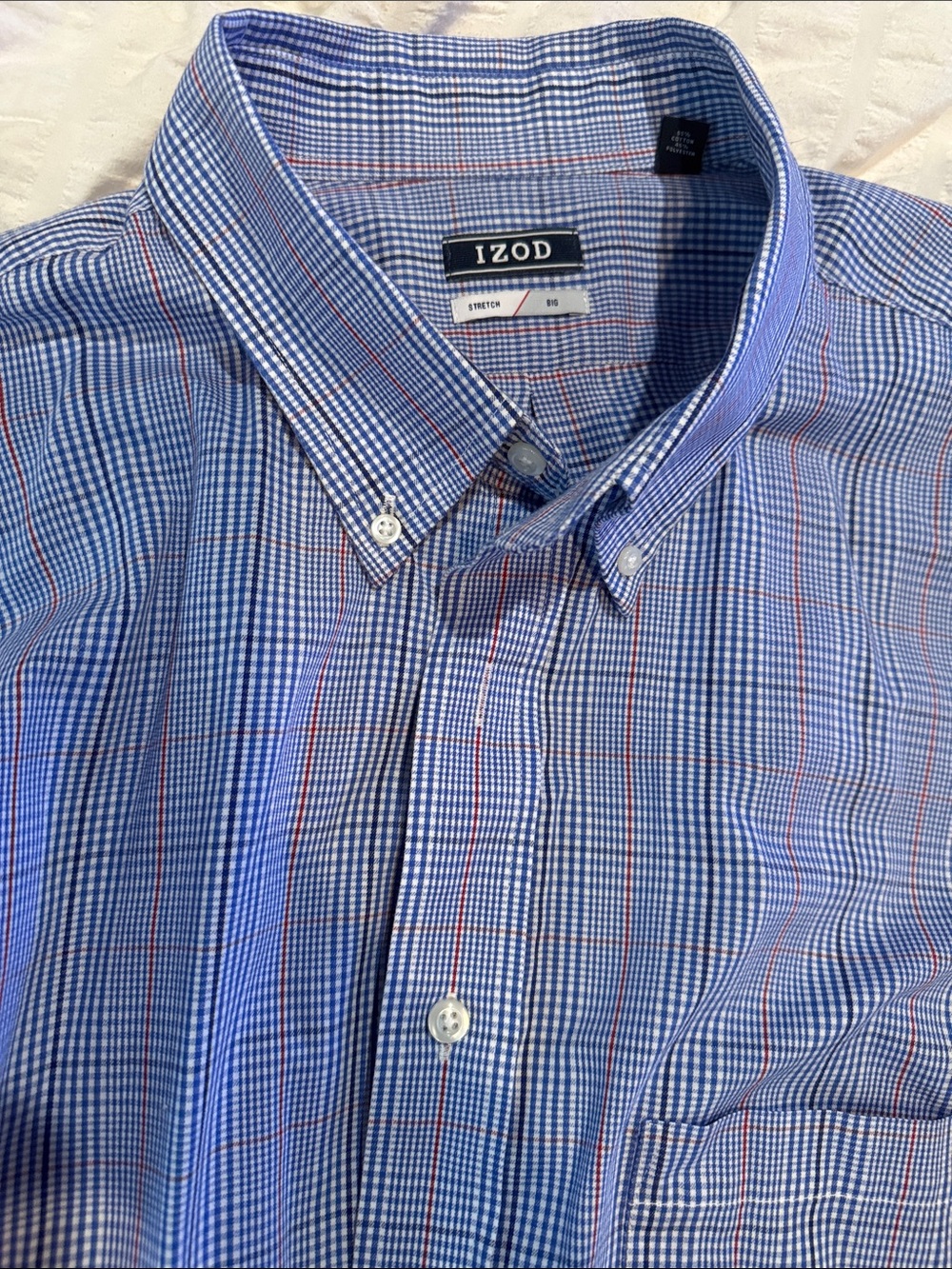 Izod Men’s Light Blue Plaid Button-Down Shirt